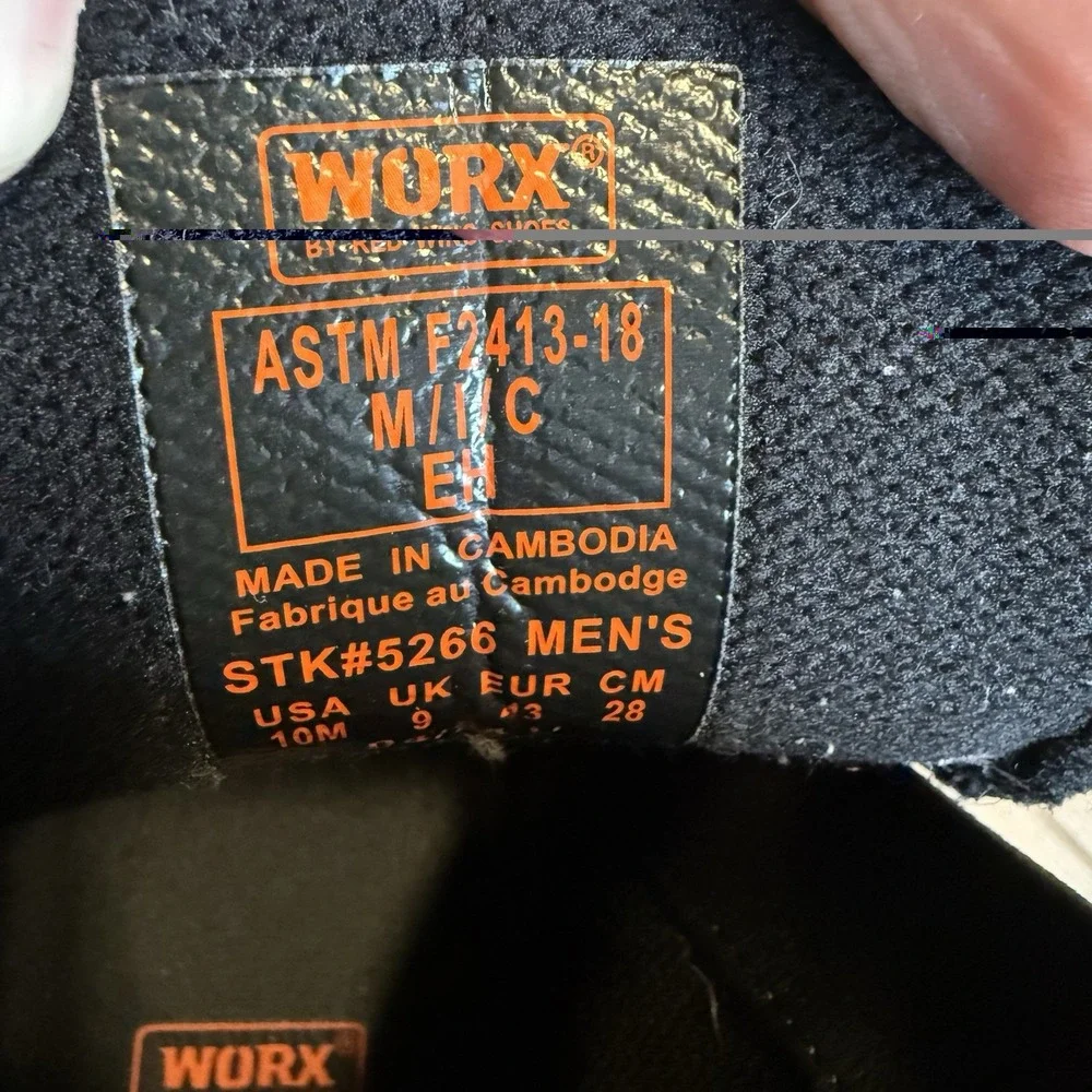 WORX by Red Wing Style Electrum 5266 Men Size 10 Black Composite Toe Work Boots